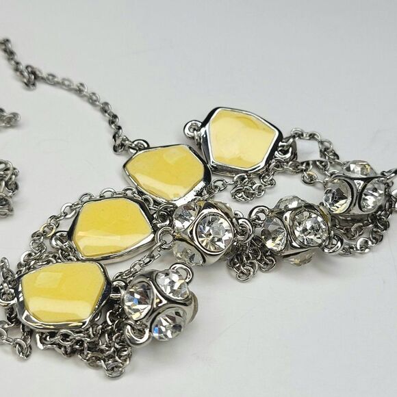 LIGHT Long Necklace with Crystals and Enamel Glazed Flat Beads - Picture 2 of 4